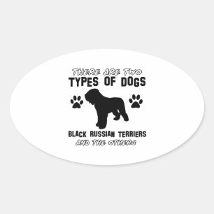 Sticker Ovale articles russes noirs de cadeau de terrier