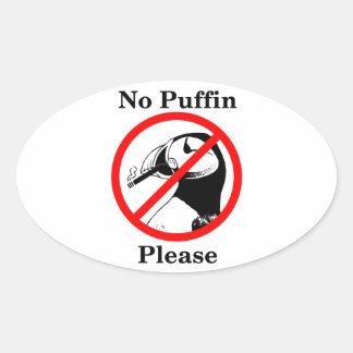 Sticker Ovale Aucun Puffin S'Il Vous Plaît
