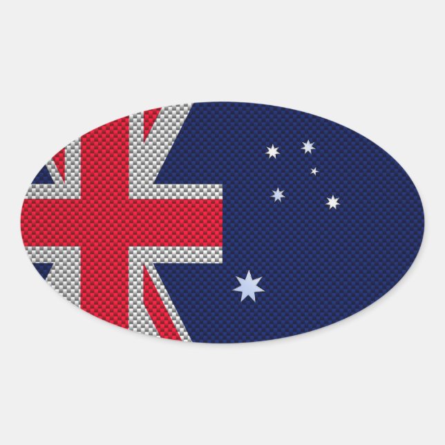 Sticker Ovale Australie Drapeau Design en fibre de carbone Style (Devant)