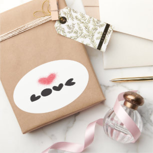 Sticker Ovale Autocollant, Lebel - Amour Rouge