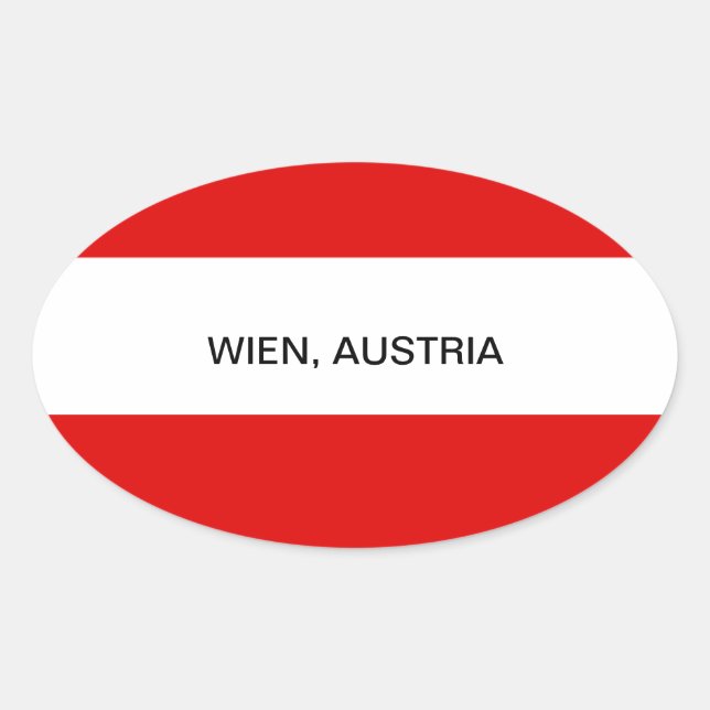 Sticker Ovale AUTRICHE : Drapeau de l'Autriche—Wien (Devant)