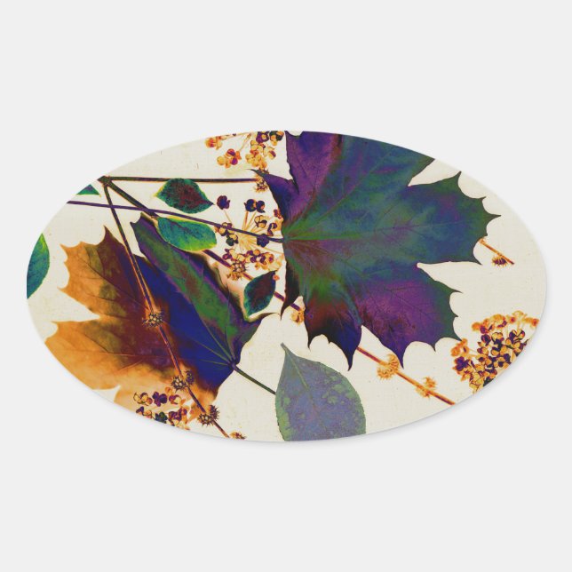 Sticker Ovale Autumn Leaves (Devant)
