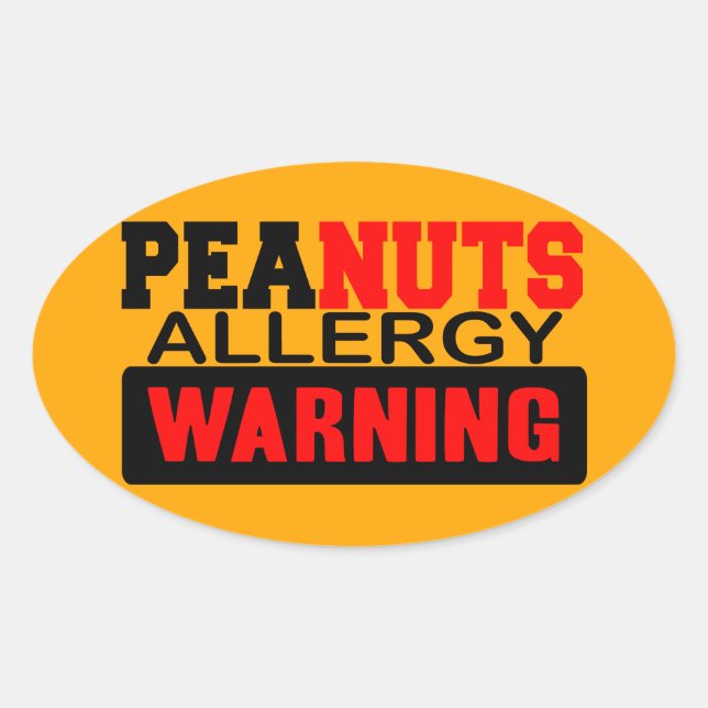 Sticker Ovale Avertissement d'allergie d'arachides (Devant)