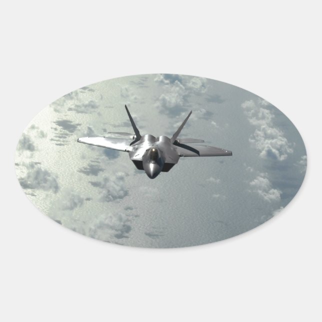 Sticker Ovale Avion au-dessus des mers (Devant)
