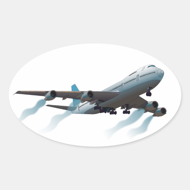 Sticker Ovale Avion. Jumbo jet. (Devant)