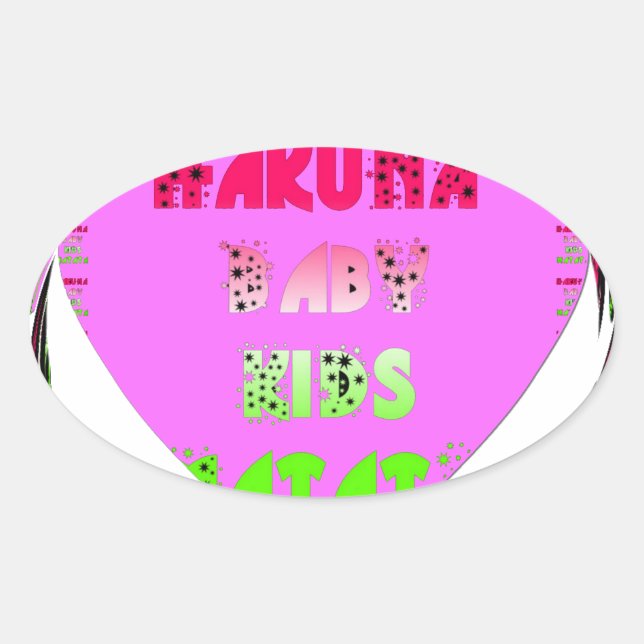 Sticker Ovale Baby Pink Hearts Hakuna Matata Baby Kids Design.p (Devant)