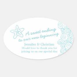 Sticker Ovale Baguettes de bonbons à mariage blanc