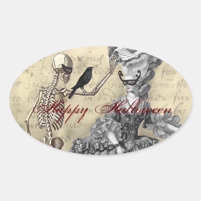 Sticker Ovale Bal Masquerade Halloween (Devant)