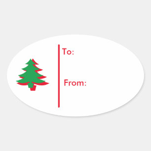 Sticker Ovale Balise cadeau Oval Christmas tree - Rouge & Vert