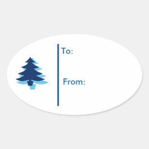 Sticker Ovale Balise cadeau Oval Christmas tree Sticker-Bleu