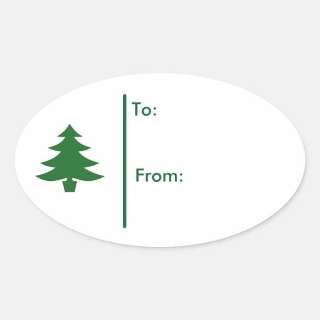 Sticker Ovale Balise cadeau Oval Christmas tree Sticker-Green (Devant)