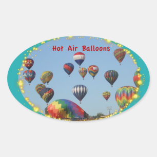 Sticker Ovale Ballons à air chaud avec bordure étincelante