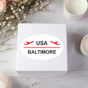 Sticker Ovale Baltimore USA Airport Plane couleur claire