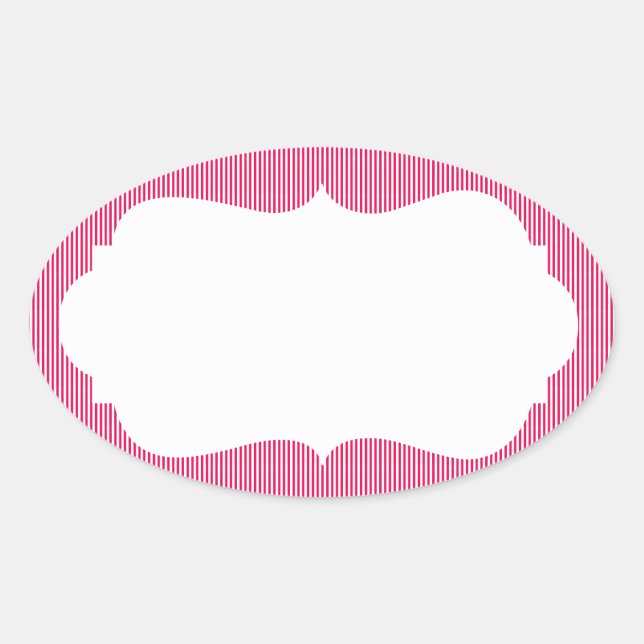 Sticker Ovale Bandes de crème glacée avec Monogramme (Devant)