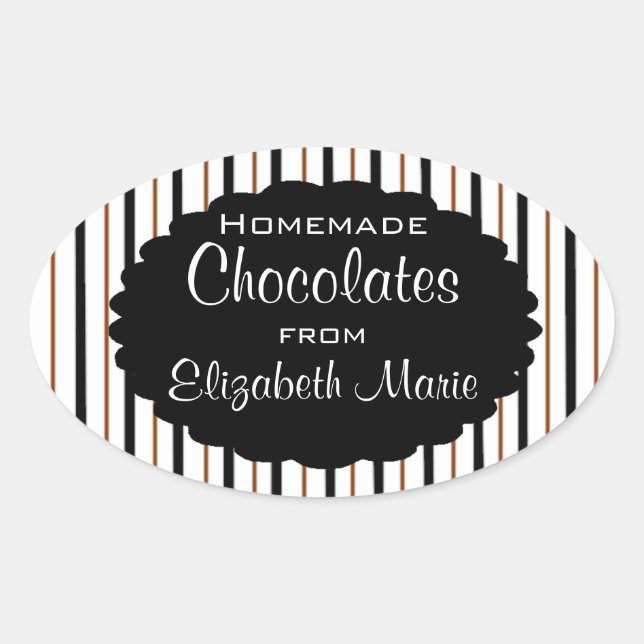 Sticker Ovale Bandes noires et Brown faites maison (Devant)