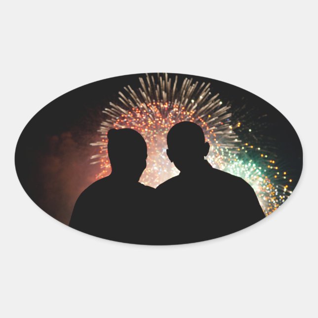Sticker Ovale Barack & Michele Obama (Devant)