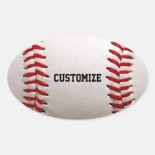 Sticker Ovale Baseball Softball Couture de Texte Personnalisé