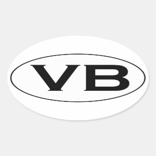 Sticker Ovale Basic Black and White VB Virginia Beach Oval Logo