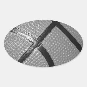 Sticker Ovale Basket-ball noir et blanc