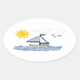 Sticker Ovale Bateau à voile PB