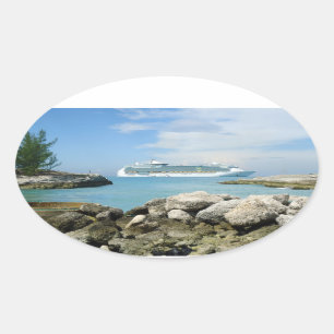 Sticker Ovale Bateau de croisière chez CocoCay