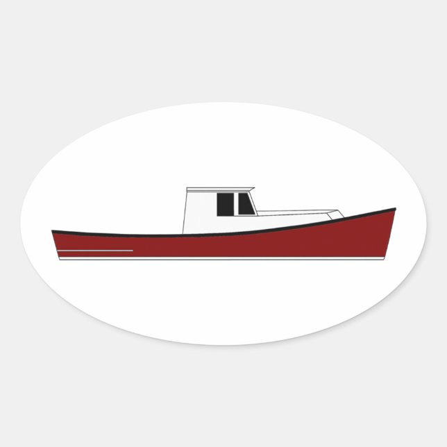 Sticker Ovale Bateau de homard du Maine (Devant)