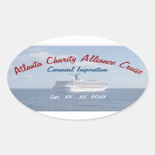 Sticker Ovale Bateau en mer