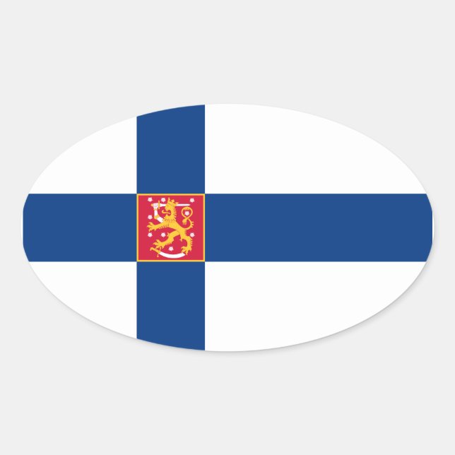 Sticker Ovale Bâton ovale du drapeau de l'État de Finlande (Devant)