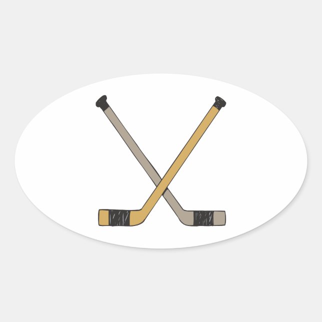 Sticker Ovale Bâtons de hockey (Devant)