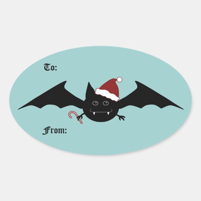 Sticker Ovale Batte drôle de Noël à et de (Devant)