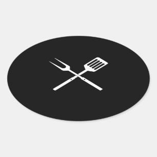 Sticker Ovale BBQ Ustensiles barbecue nouveauté Outils barbecu