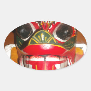 Sticker Ovale Beau art traditionnel sri-lankais de masques de fe