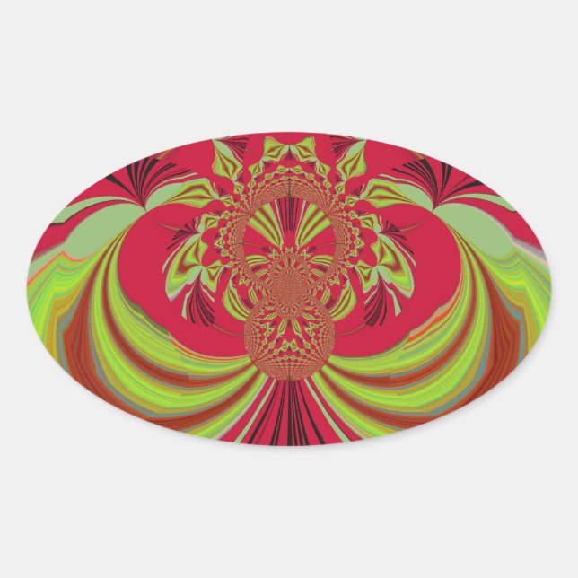 Sticker Ovale Beau design jaune rouge. Code vecteur d'inspiratio (Devant)