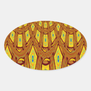 Sticker Ovale Beau Golden Brown Africain Tribal Imprimé vecteur