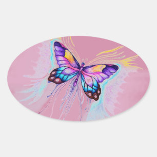 Sticker Ovale Beau Papillon