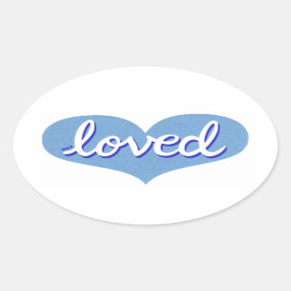 Sticker Ovale Beaucoup aimé - coeur d'amour bleu -