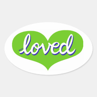 Sticker Ovale Beaucoup aimé - Coeur d'amour vert -