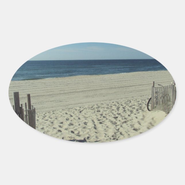 Sticker Ovale Beauté de plage (Devant)