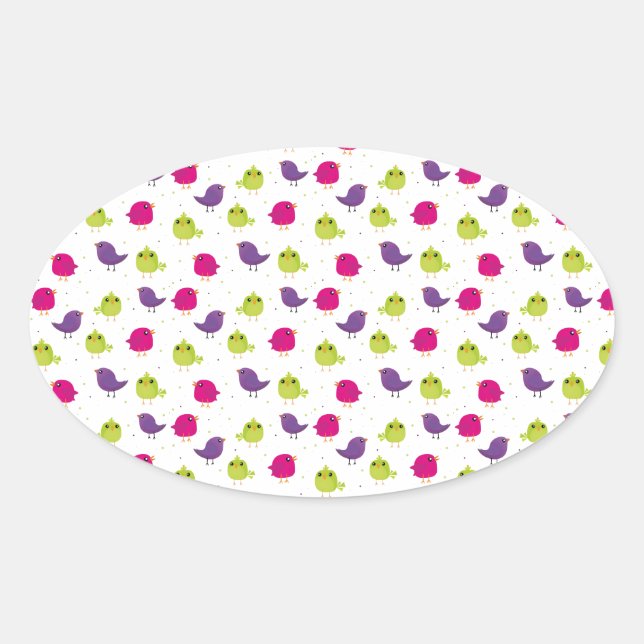 Sticker Ovale Beaux oiseaux colorés (Devant)