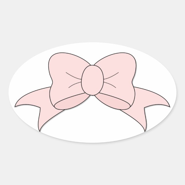 Sticker Ovale Bébé mignon Bébé rose Bow (Devant)