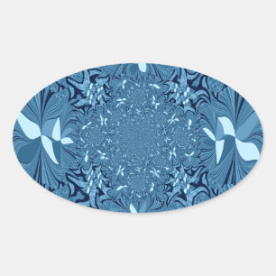 Sticker Ovale Belle Belle Iridescente bleu. motif sans couture