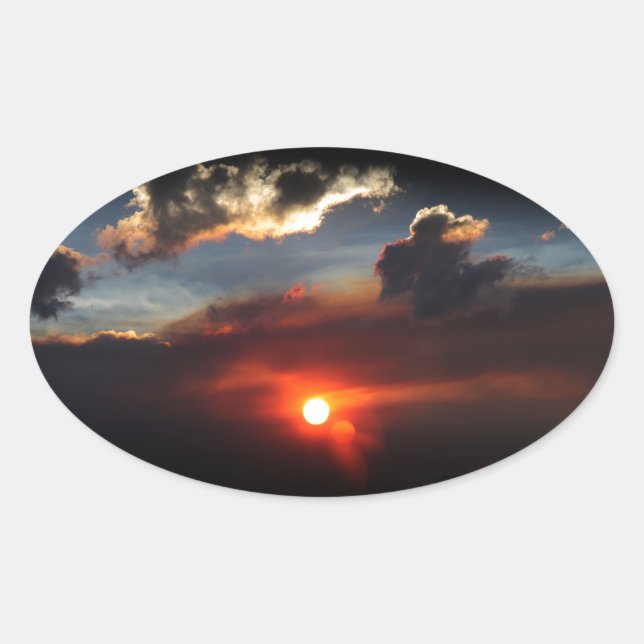 Sticker Ovale belle photo de coucher de soleil (Devant)
