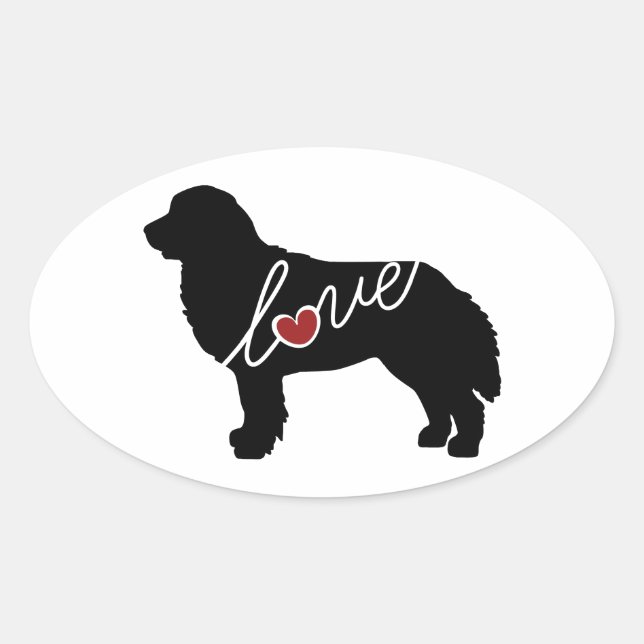 Sticker Ovale Bernese Mountain Dog Love (Devant)