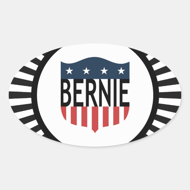 Sticker Ovale BERNIE étoiles et rayures (Devant)