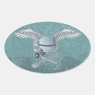 Sticker Ovale Béton bleu-gris