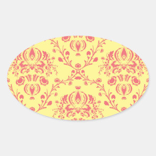 Sticker Ovale Beurre et canneberge Damas