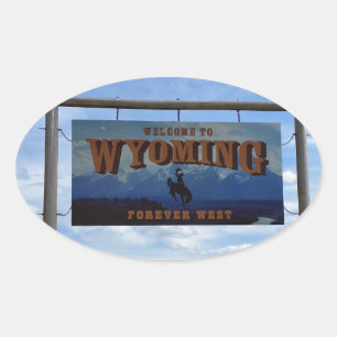 Sticker Ovale Bienvenue au Wyoming
