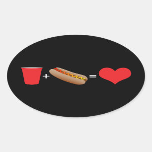 Sticker Ovale bière + hot dog = amour