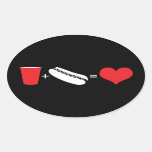 Sticker Ovale bière + hot-dogs = amour