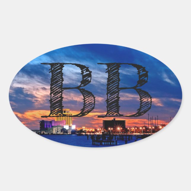 Sticker ovale Biloxi Beach "BB" (Devant)